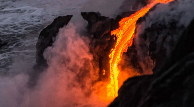Lava entering the ocean in Hawaii. (Photo by Bill Shupp)