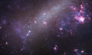 Astronomers have identified 18 extreme mass-ratio binaries in a neighboring galaxy called the Large Magellanic Cloud, pictured here. The more massive stars weigh 6 to 16 times as much as the Sun, while the less massive stars weigh about 1 to 2 times the Sun. We've caught them "in the delivery room," since one star is fully formed while the other is still in its infancy. These systems represent a new class of binary stars. (Image copyright Robert Gendler and Josch Hambsch 2005)