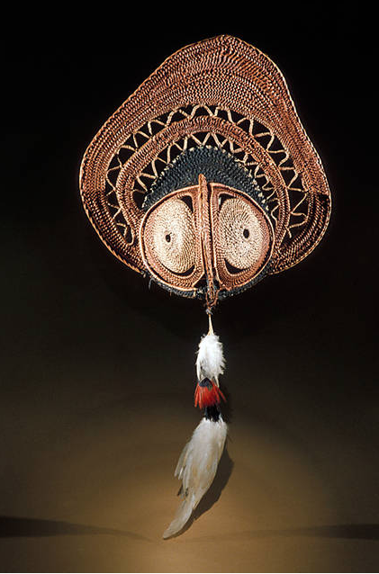 Yam mask – woven mask used by the Abelam in the Sepik River region of PNG to decorate cultivated yams that are displayed. (Photo: Smithsonian National Museum of Natural History)